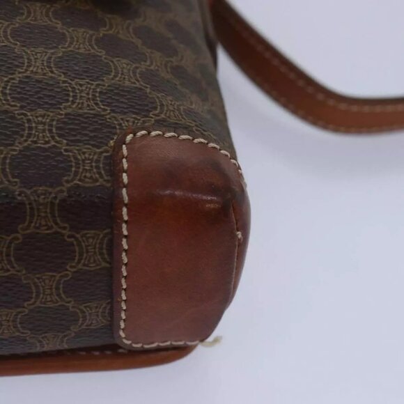 CELINE Macadam Canvas Shoulder Bag PVC Leather Brown Gold Auth yk14568 - Picture 5 of 16